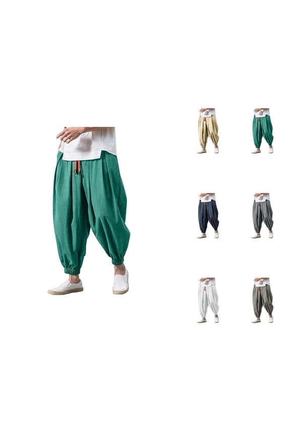 Harem Pants Men 2026 Fashion Drawstring Drop Crotch Wide Leg Baggy Hippie Pants Trousers