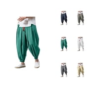 Harem Pants Men 2026 Fashion Wide Leg Baggy Drop Crotch Drawstring Hippie Pants Trousers