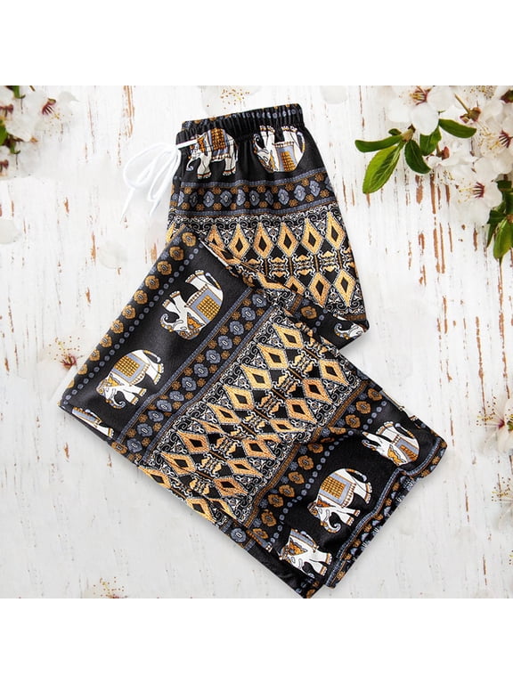 Harem Pants Women High Waist Casual Clothing Hippy elephant Boho Trousers for Women Wide Leg Hippie Pants for Beach Female summer Orange