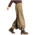 thumbnail image 1 of Harem Pants for Women Lantern Pant Corduroy Velvet Bottoms Fall Winter Bottom Capri Trousers Mid High Waist Pants Relaxed Garments Holiday Vacation Outfits Fashion Pant, 1 of 8