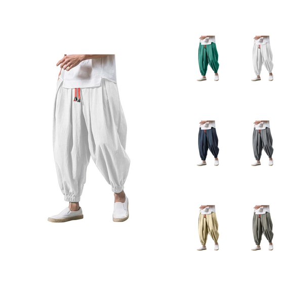 Harem Pants for Men 2026 Casual Drawstring Drop Crotch Baggy Wide Leg Hippie Pants Trousers