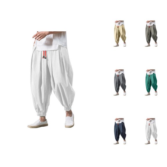 Harem Pants for Men 2026 Casual Drawstring Wide Leg Baggy Drop Crotch Hippie Pants Trousers