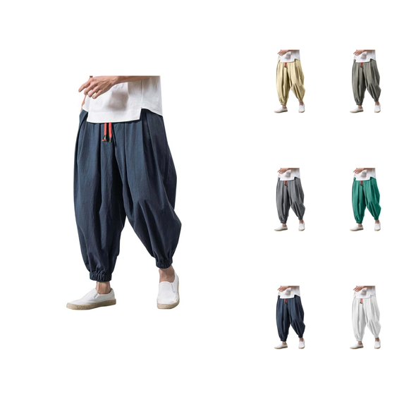 Harem Pants for Men 2026 Casual Drawstring Wide Leg Baggy Drop Crotch Hippie Pants Trousers