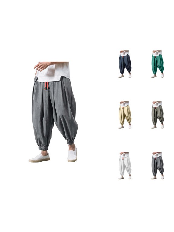 Harem Pants for Men 2026 Fashion Baggy Drop Crotch Drawstring Wide Leg Hippie Pants Trousers