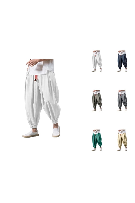 Harem Pants for Men 2026 Trendy Baggy Wide Leg Drop Crotch Drawstring Hippie Pants Trousers