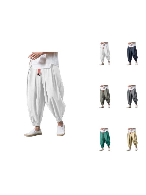 Harem Pants for Men 2026 Trendy Baggy Wide Leg Drop Crotch Drawstring Hippie Pants Trousers