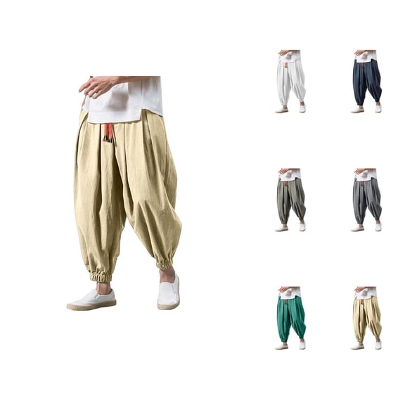 Harem Pants for Men 2026 Trendy Baggy Wide Leg Drop Crotch Drawstring Hippie Pants Trousers