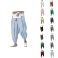 thumbnail image 1 of Harem Pants for Men Elastic Waist Drawstring Loose Baggy Cropped Casual Pants Streetwear Trousers, 1 of 1