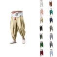 thumbnail image 1 of Harem Pants for Men Elastic Waist Drawstring Loose Baggy Cropped Casual Pants Streetwear Trousers, 1 of 1