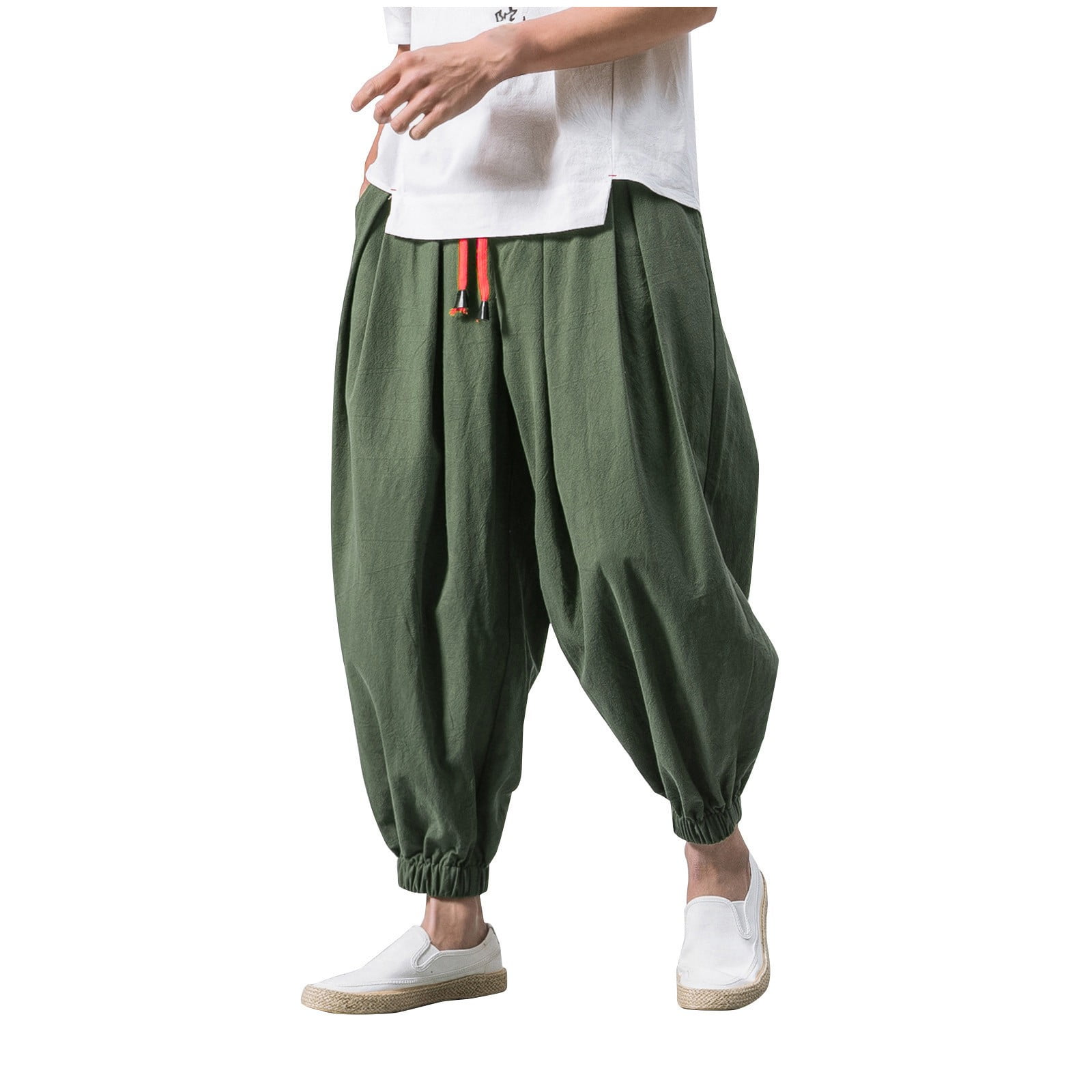 Harem Pants Men's Harem Pants Cotton Linen Festival Baggy Solid Trousers  Retro Gypsy Pants - Walmart.com
