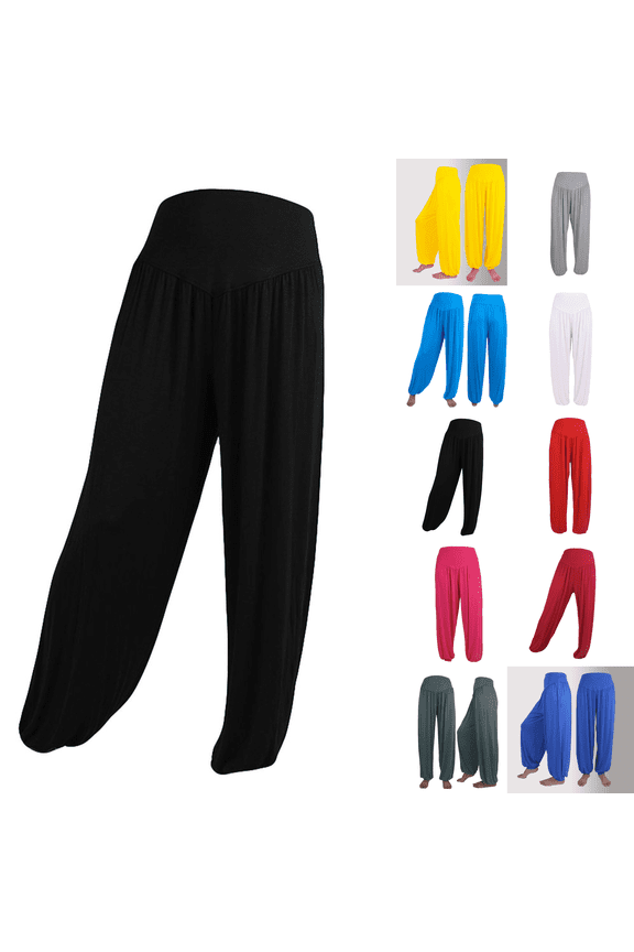 Harem Pants for Women Joggers Pull On Summer Workout Super Soft Yoga Pants Dance Trousers Lounge Pant Black M