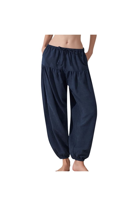 Harem Pants for Women Low Rise Lightweight Loose Draped Casual Palazzo Lounge Yoga Boho Pants