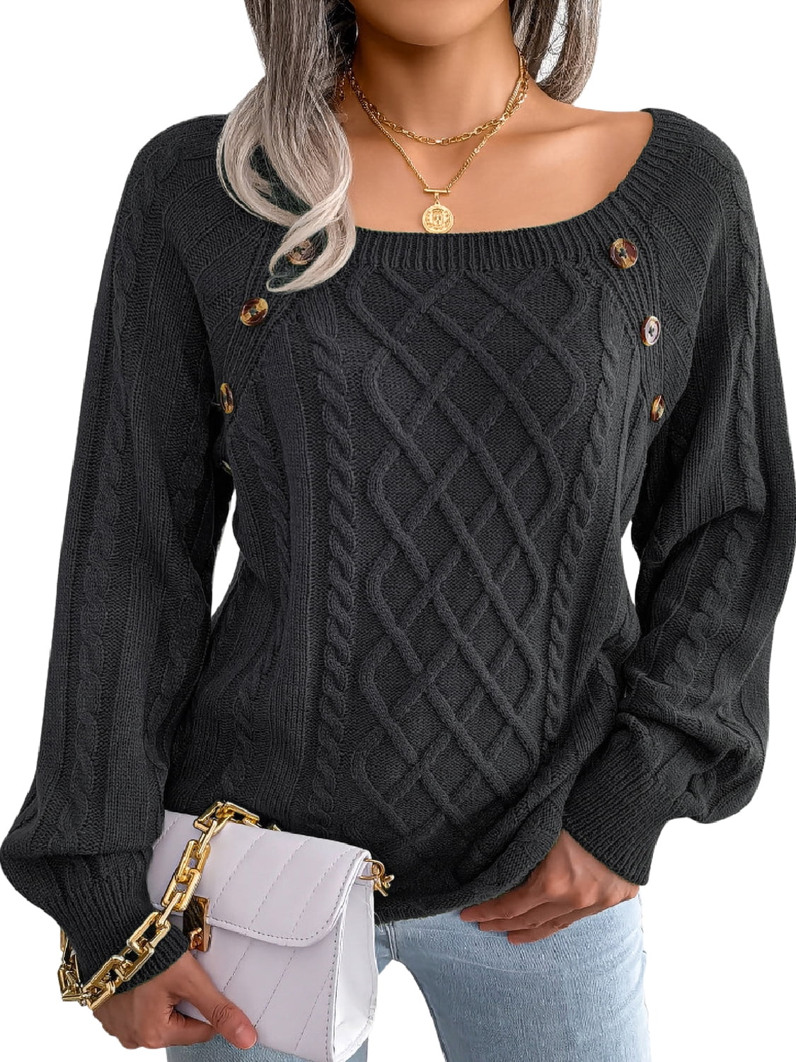 Harence Sweaters for Women Fall Long Sleeve Knit Lightweight Pullover