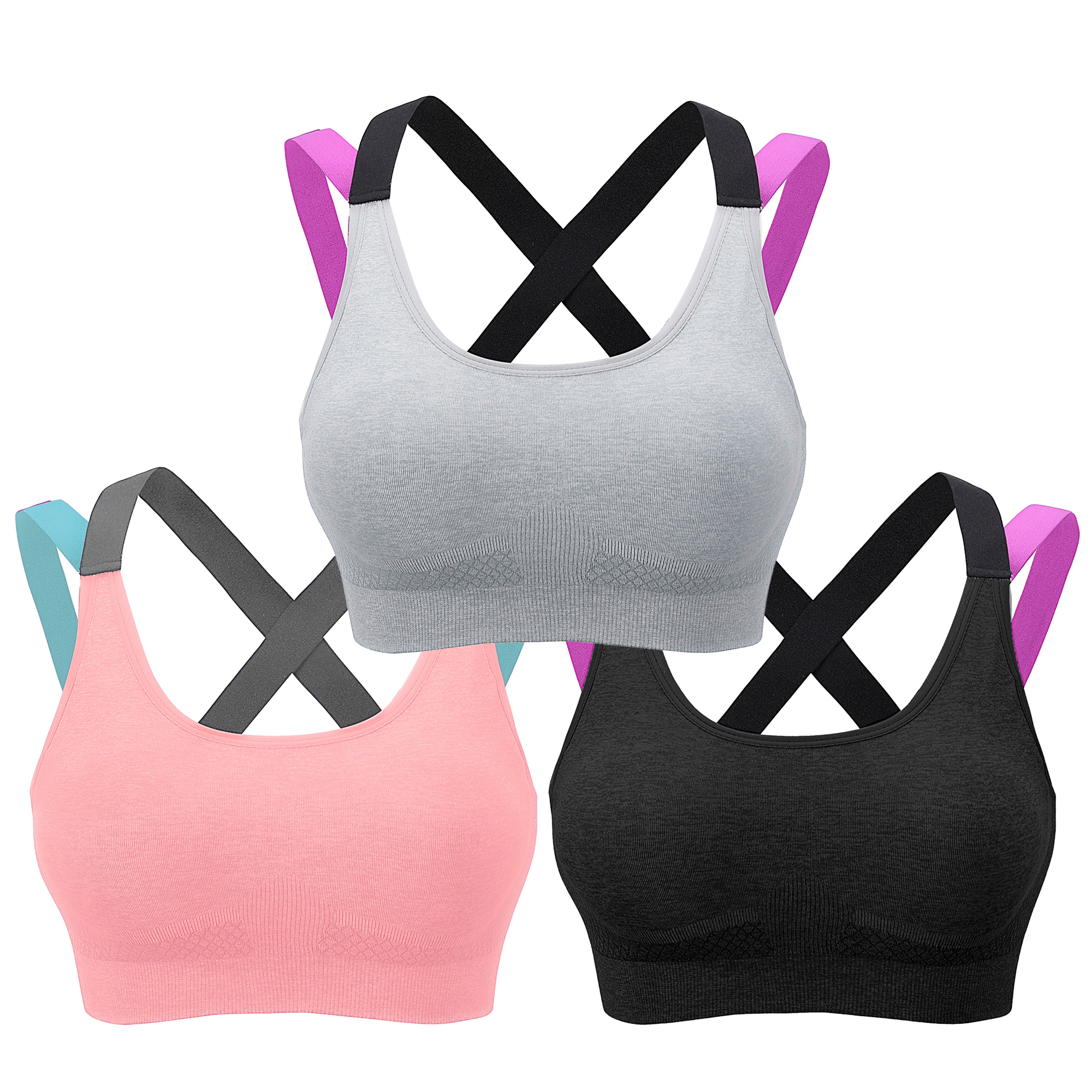 Women's Avia Aqua Blue Strappy Compression Bra – Medium Support, Size XXL, NEW With Tags