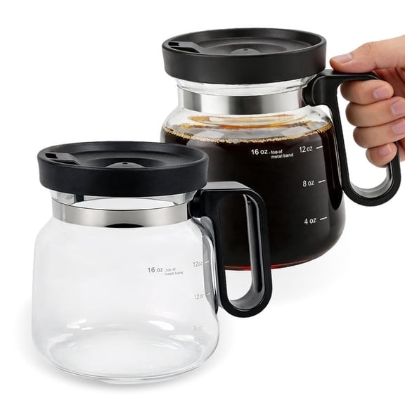 Harfen 2pack Coffee Pot Glass Mug with Spill-Proof Lid & Handle-16 Oz Portable,Novelty Gift for Office/Home/Friends/Colleagues/Birthdays