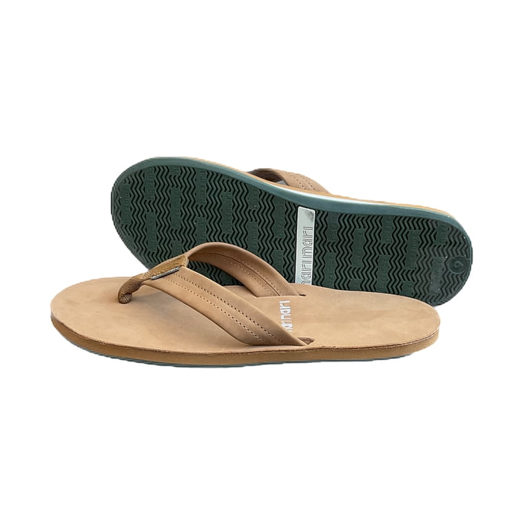 Hari Mari Fields Men\'s Flip Flops Green Tan Leather Footbed Sandals Size 8 Men main image 2