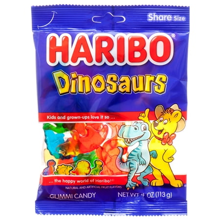 Haribo Dinosaurs Assorted Flavor Gummy Candy 4 oz. Bag (1 Pack)