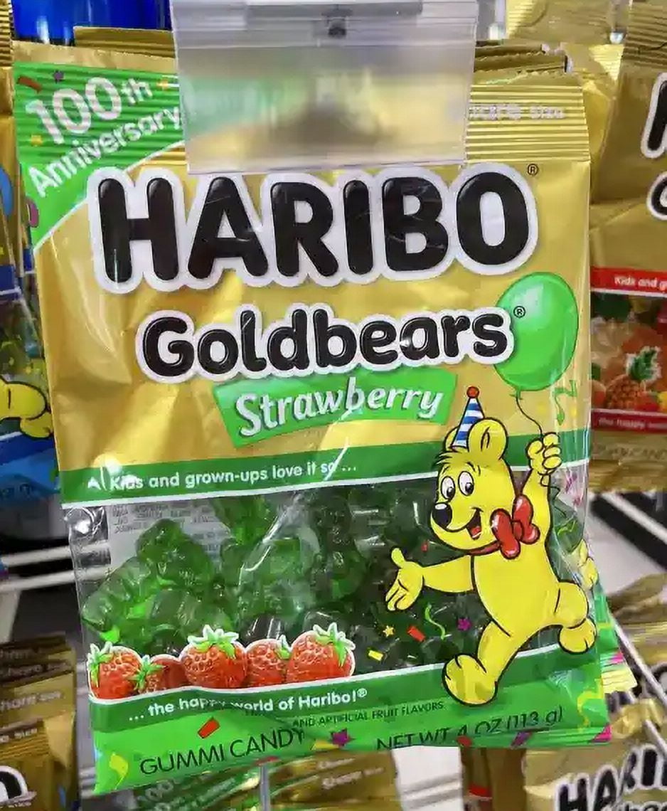 Haribo Limited Edition Strawberry Gold Bears Chewy Gummy Candy, 4oz