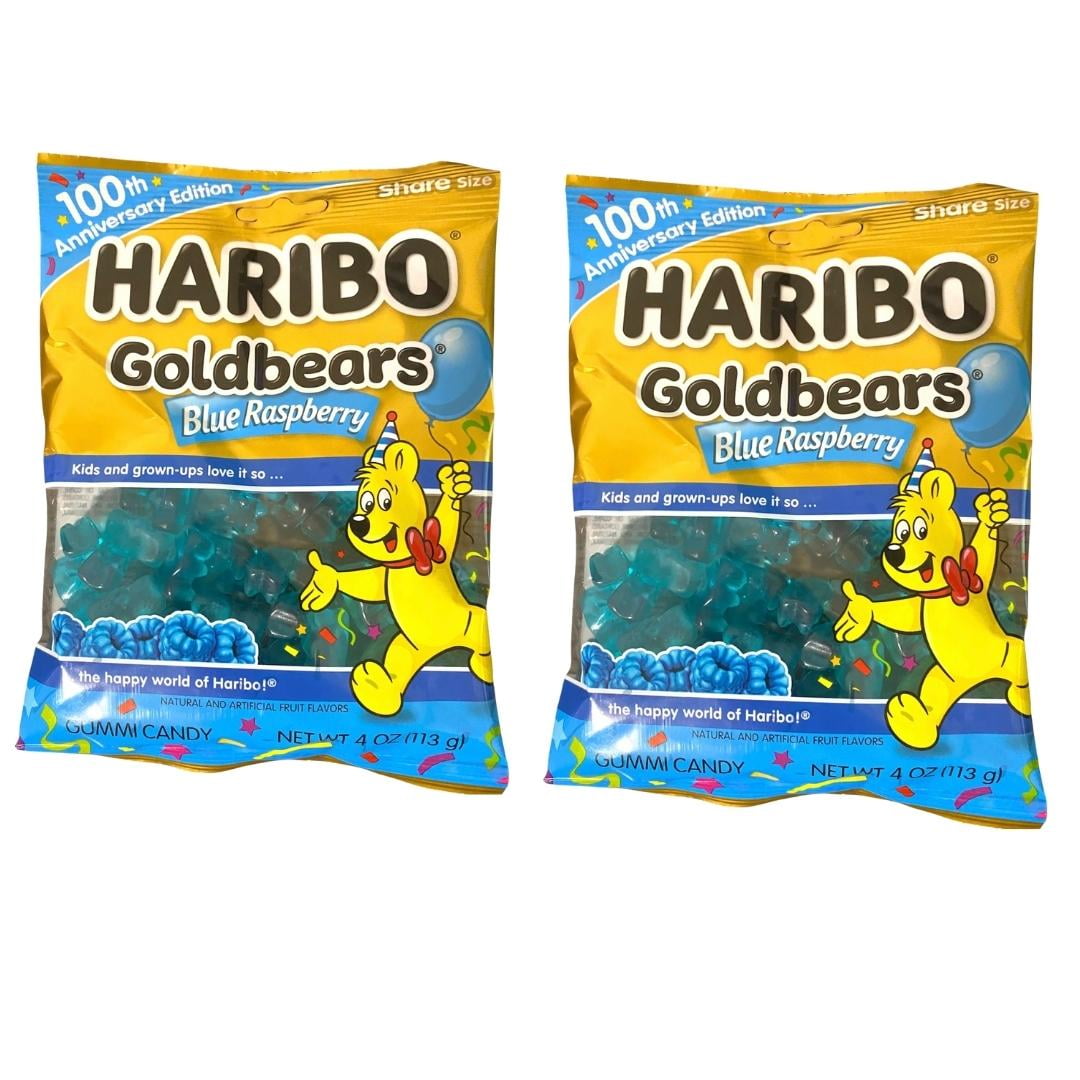 Haribo Goldbears Blue Raspberry Gummi Candy 100th Anniversary Limited  Edition 4 oz. Pack Set of 2 Gourmet Wedding Birthday Easter Spring Party  Favors 