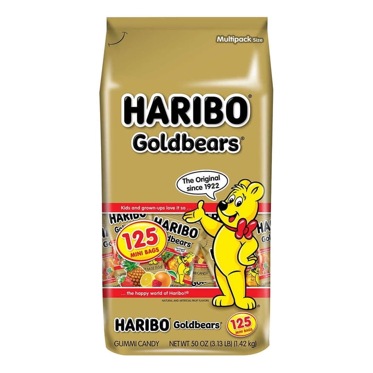FEILER HARIBO ハリボー HARIBO, Gummy Candy, 125 ct, Mini Bags 0.4 oz, Goldbears - Walmart.com