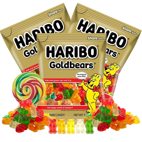 Haribo Goldbears Gummy Bears, Original Gummy Bears, Pack of 3, 5 Ounces per Bag