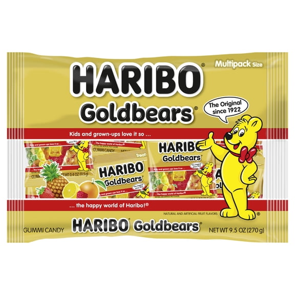 HARIBO Goldbears Original Fruit Flavor Gummy Candy Mini Pouches, 9.5oz