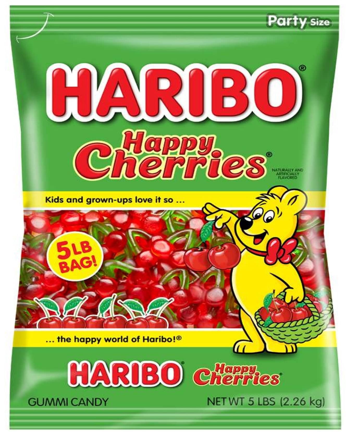 Haribo Gummi Candy, Happy Cherries, 5- Pound Bag RED4