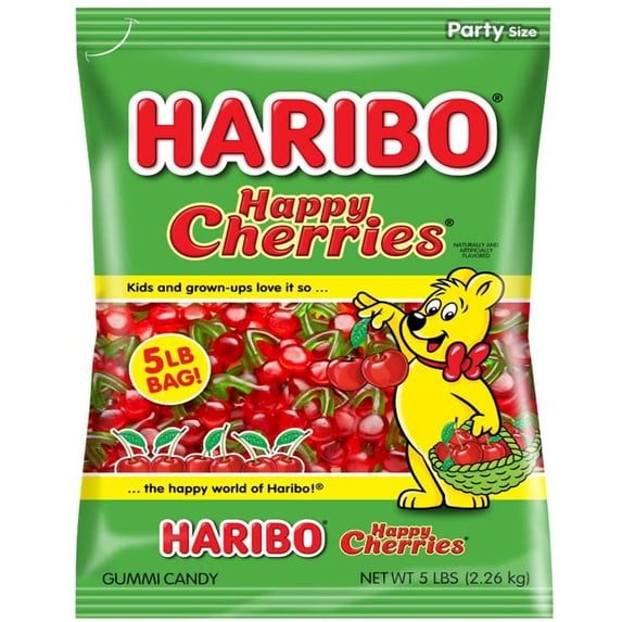 Haribo Gummi Candy, Happy Cherries, 5- Pound Bag RED4