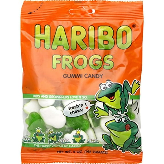 Haribo Gummi Candy - Soft & Chewy Delicious Gummies, Pack of 3 5 oz Share Size Peg Bags + Bonus Mystery Candy Frogs