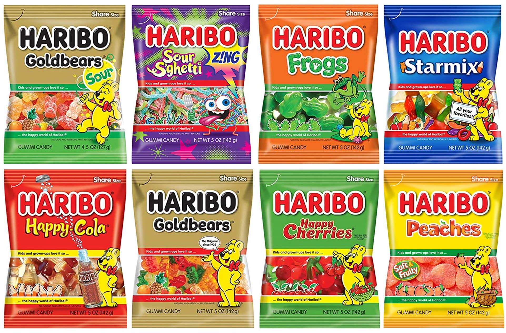 Haribo Gummy Gummies Candy Assorted Variety, Pack of 8