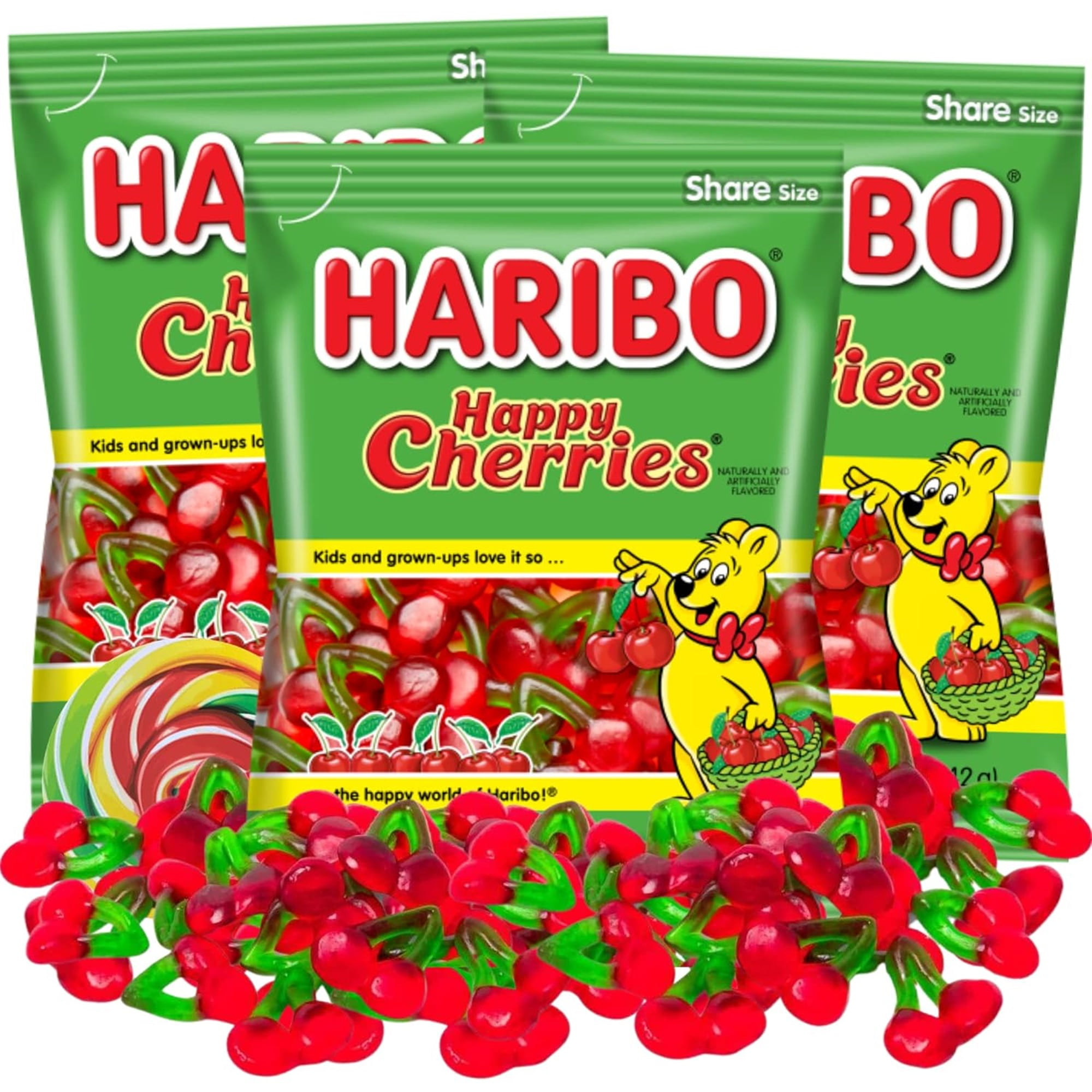 Haribo Happy Cherries, Summer Candy Bowl Fillers, Pack of 3, 5 Ounces per Bag