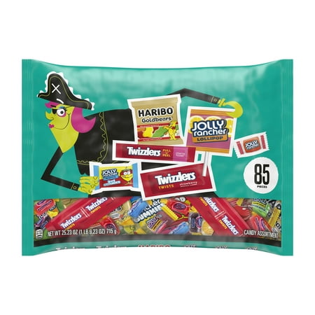 Haribo, Jolly Rancher And Twizzlers Assorted Fruit Flavored Halloween Candy, Bag 25.23 oz, 85 Pieces