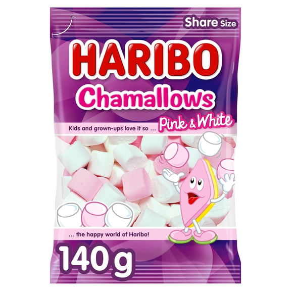 Haribo Marshmallows Chamallows Pink & White 140G, Imported from Britain