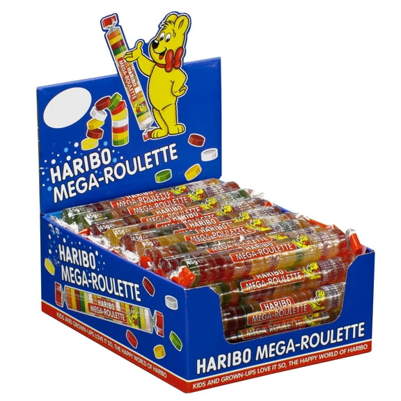 HARIBO Gummies Mega Roulette Gummi Candy, Regular, 1.58 oz Case, Pack of 13