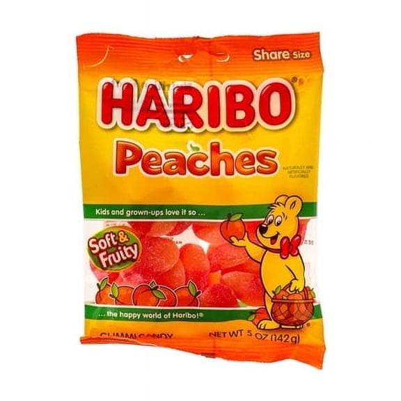 Haribo, Peaches Gummi Candy, 5 Oz (Pack Of 12)