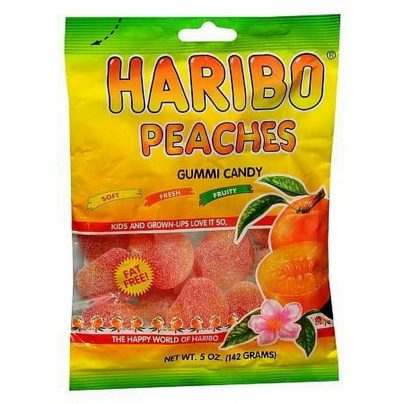 Haribo Peaches Gummy Candy 5.0 oz Pack of 2