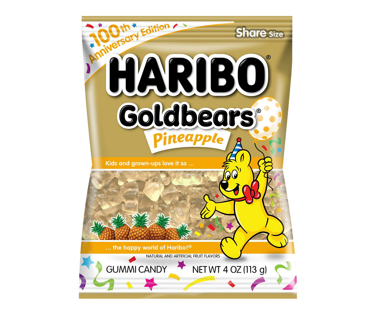 Haribo Pineapple Bears Gummi Candy, 4 Oz.