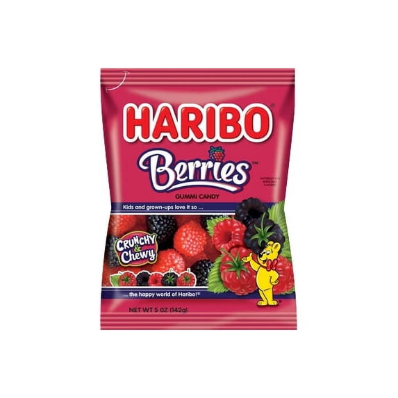 Haribo Raspberries Gummi Candy, 5 Oz.