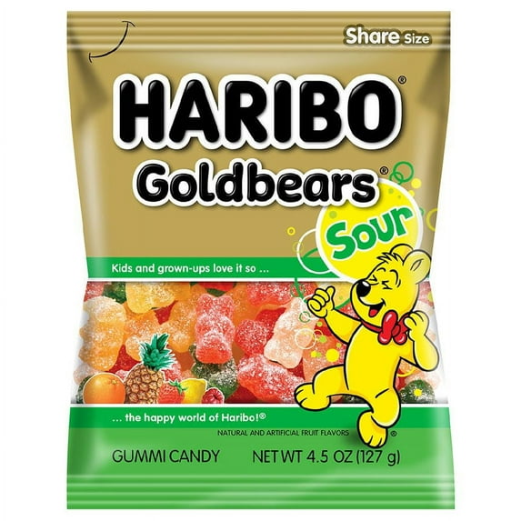 Haribo Sour Gold Bears Gummi Candy Pineapple 4.5 oz Pack of 2