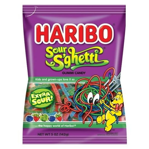 Haribo Sour Sghetti Gummy Candy, 5 Ounce -- 12 per Case.