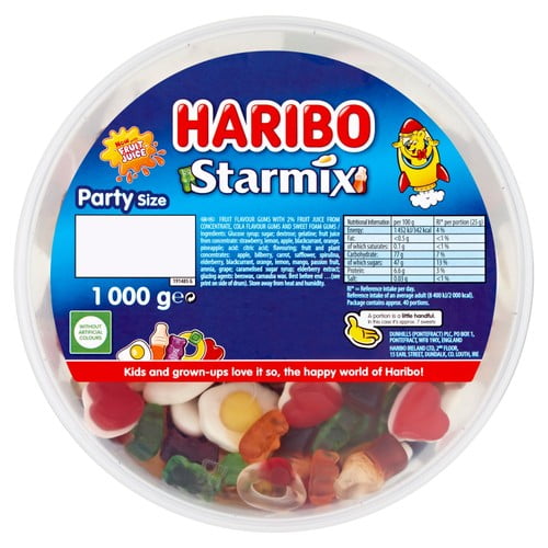 Haribo Starmix Sweets Tub 1kg, British Import (Pack of 6)