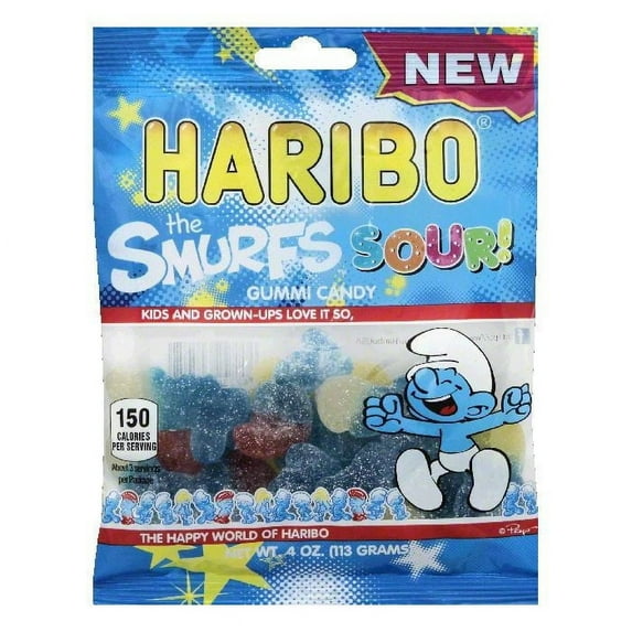 Haribo The Smurfs Sour! Gummy Candy, 4 Oz.