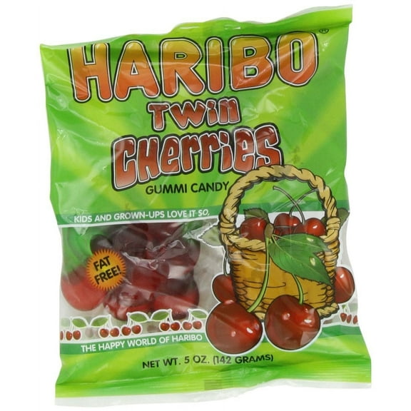 Haribo, Twin Cherries Fruit Gummi Candy, 5 Oz (Pack Of 12)