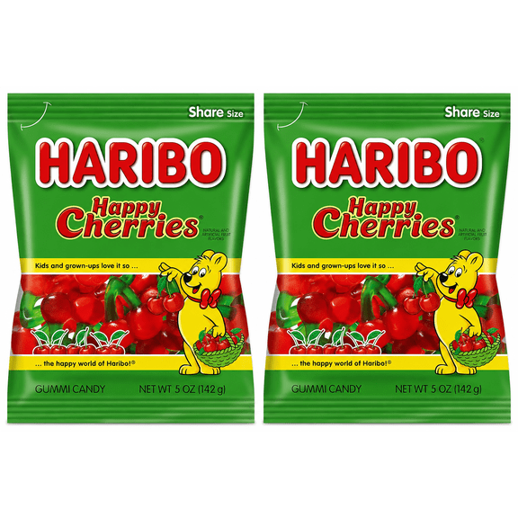 Haribo Twin Cherry Gummi Candy 5.0 oz Pack of 2