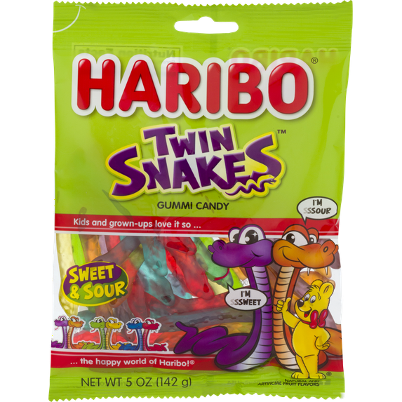 Haribo Twin Snakes Sweet & Sour Gummi Candies, 5 Oz.