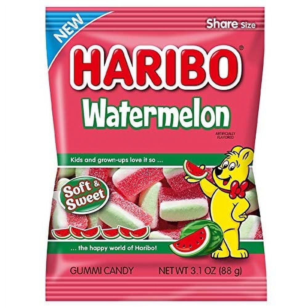 Haribo Gummi Candy Soft and Chewy Watermelon 12 Count 3.1 oz