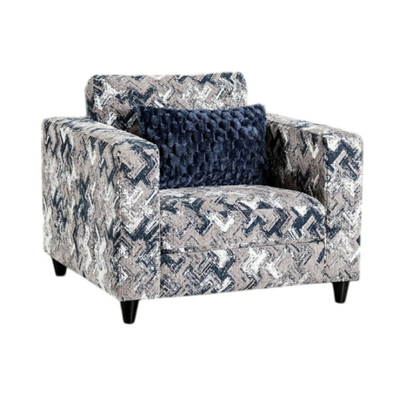 Harie Accent Club Chair, 1 Throw Pillow, Light Gray Chenille Pattern