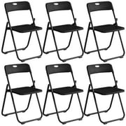 Harigal Black Plastic Folding Chairs 6 Pack, Foldable Stacking Chairs for Outdoor & Indoor, Reinforced Metal Frame, 330LBS Capacity