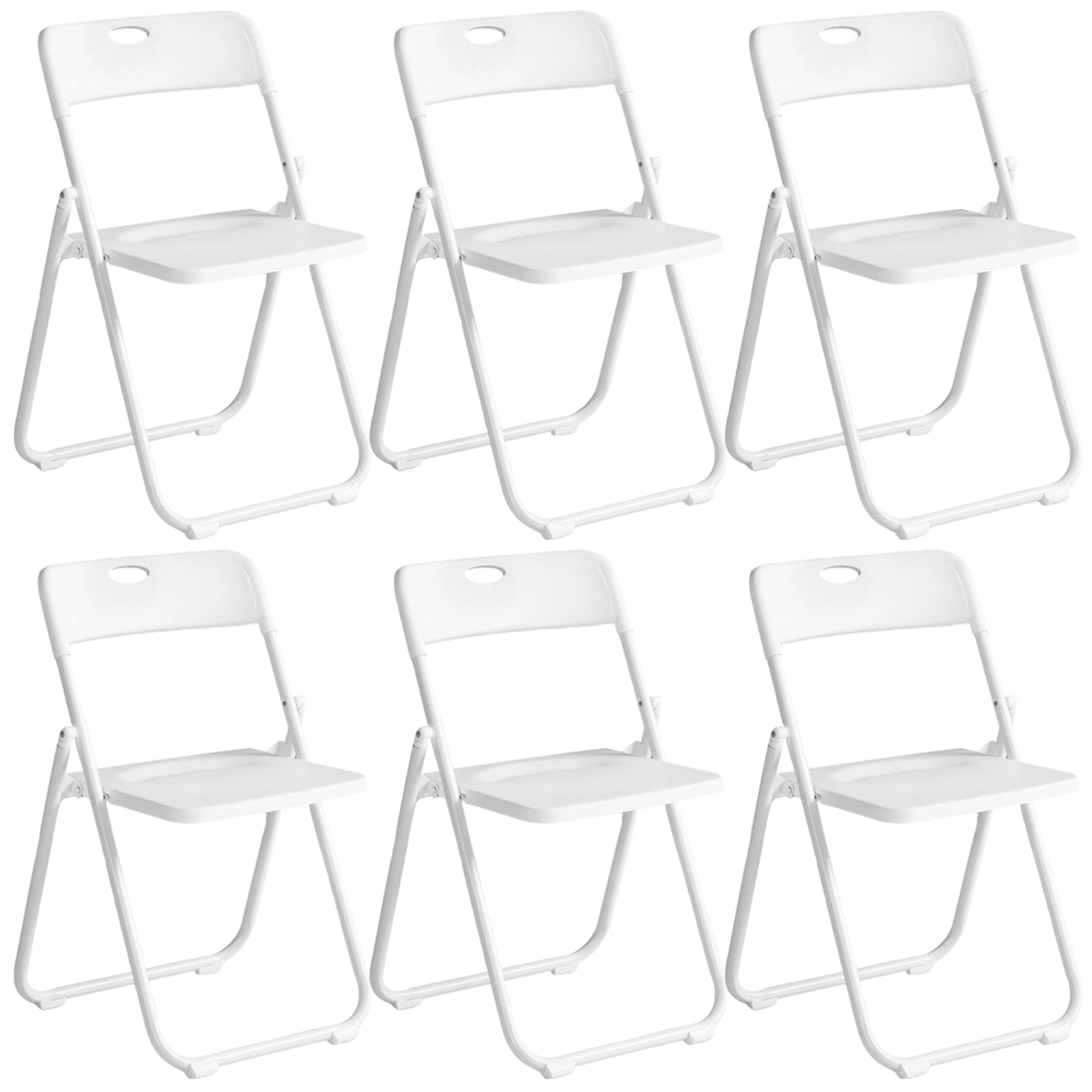 Harigal White Plastic Folding Chairs, 6-Pack, 330 lbs Capacity, Foldable Stacking Chairs for Outdoor & Indoor Use