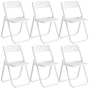Harigal White Plastic Folding Chairs 6 Pack, Foldable Stacking Chairs for Outdoor & Indoor, Reinforced Metal Frame, 330LBS Capacity